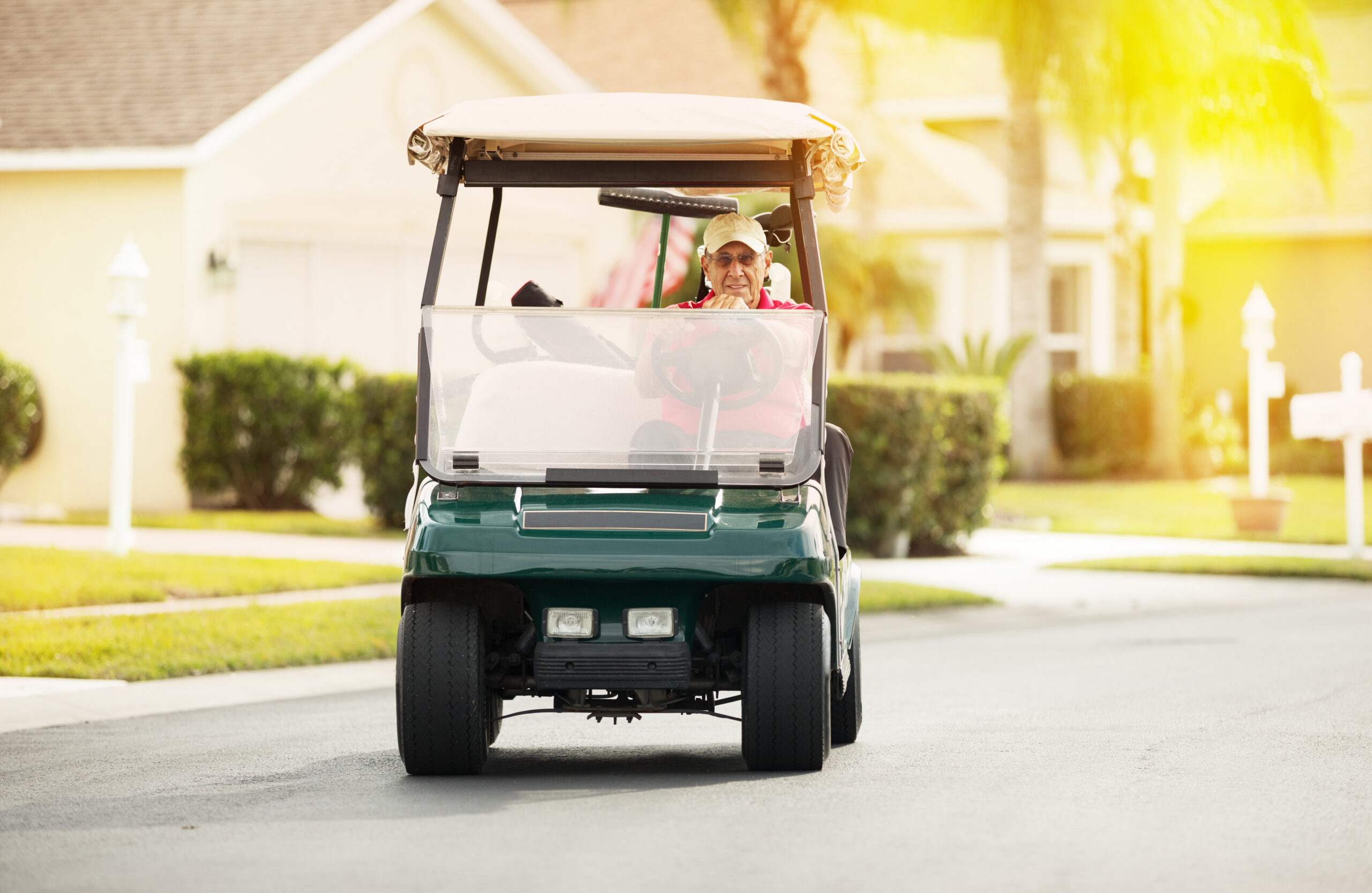An image of a golf cart at a senior living community in Oconee, Georgia.
